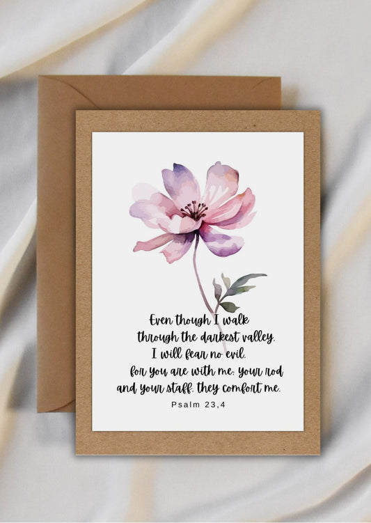 Psalm 23:4 Comfort and Strength Christian Greeting Card