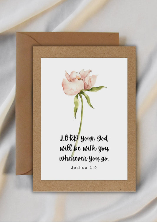 "Joshua 1.9" Inspirational Greeting Card with Bible Verse