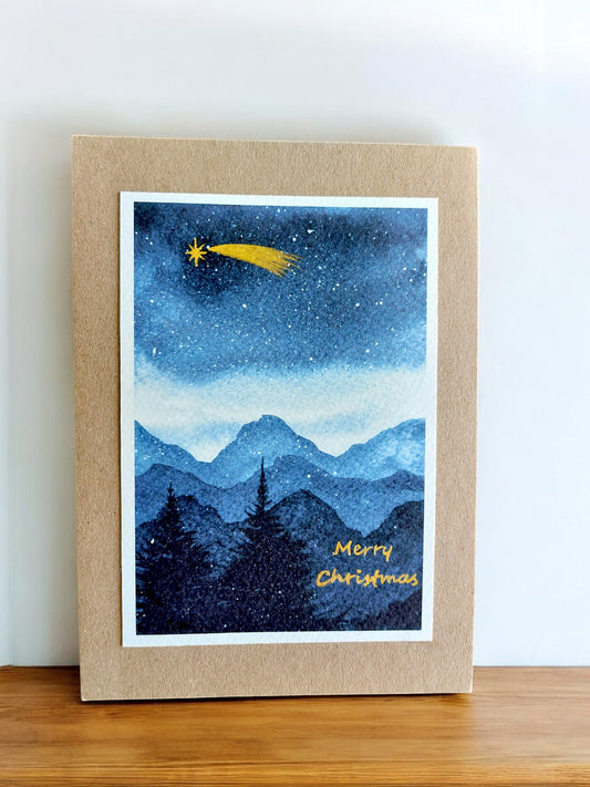 Christmas Card with Bethlehem Star - Deep Blue