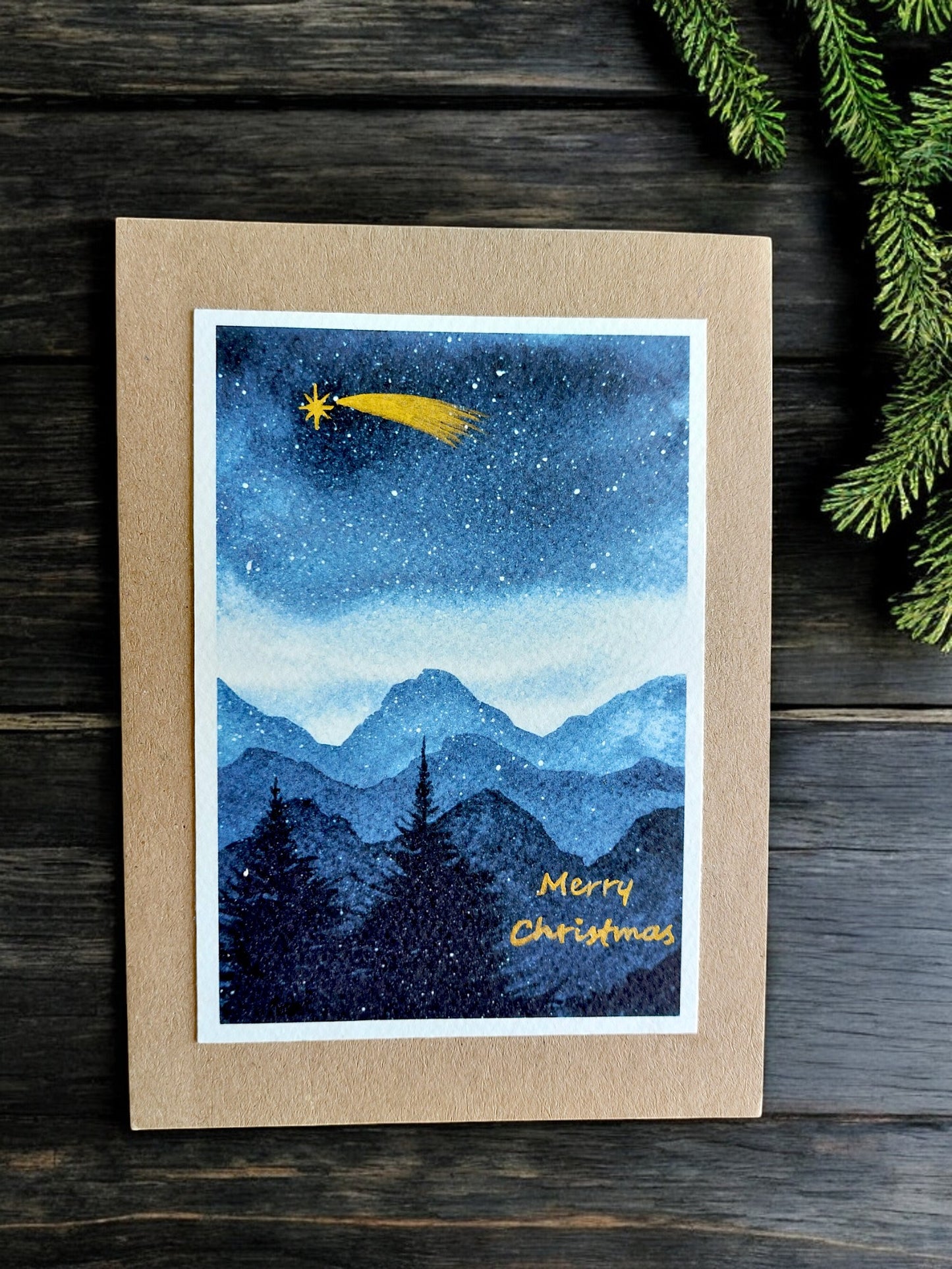 Christmas Card with Bethlehem Star - Deep Blue