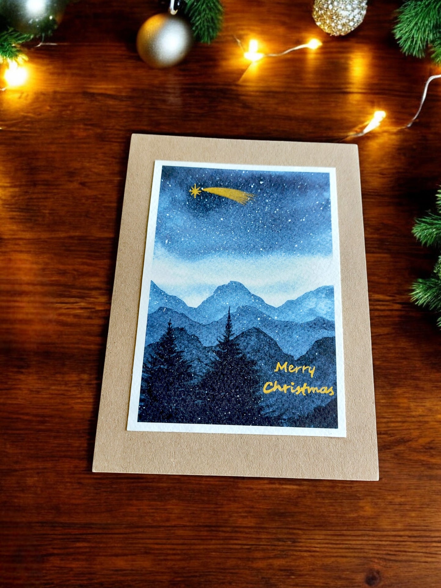 Christmas Card with Bethlehem Star - Deep Blue