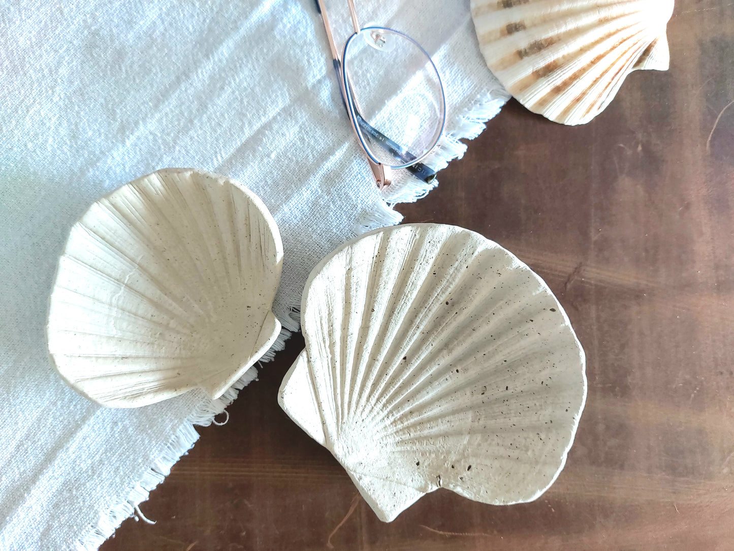 Speckled Clay Trinket Bowl, Seashell - Shaped Jewellery Tray