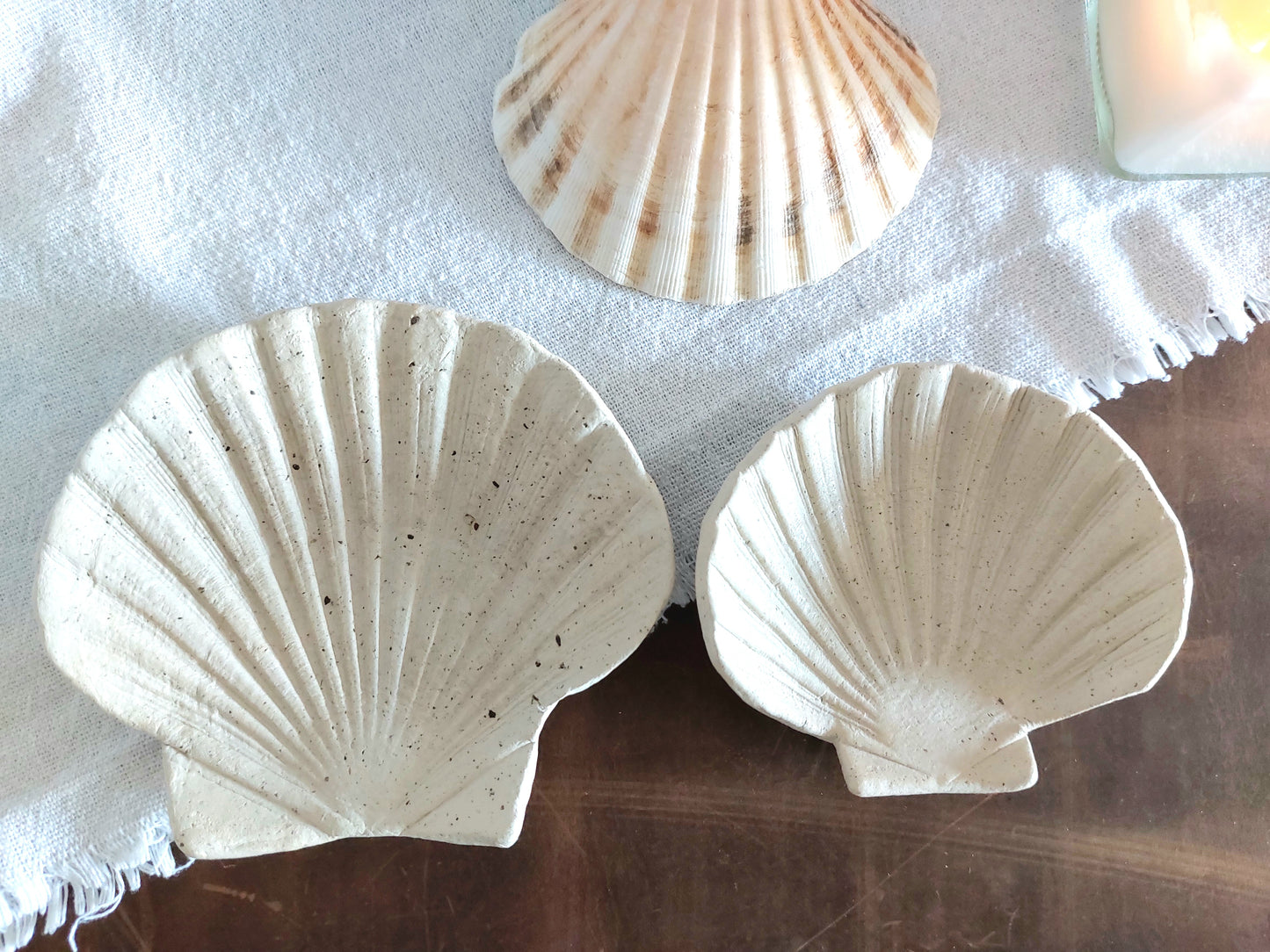 Speckled Clay Trinket Bowl, Seashell - Shaped Jewellery Tray