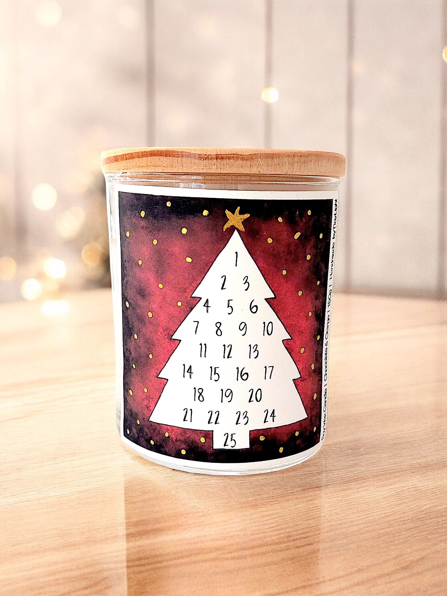 Advent Calendar Candle Jar - Red Christmas Tree