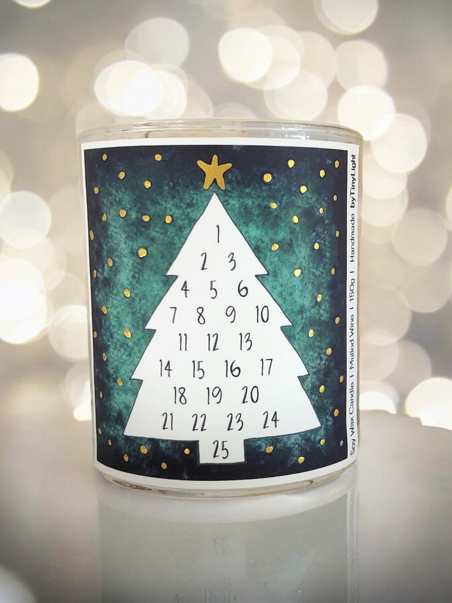 Advent Calendar Candle Jar - Green Christmas Tree