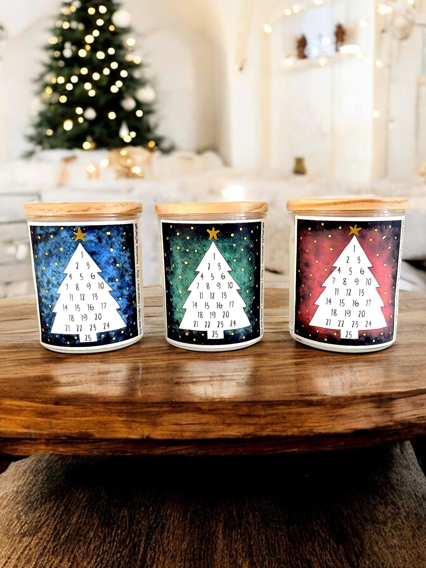 Advent Calendar Candle Jar - Blue Christmas Tree