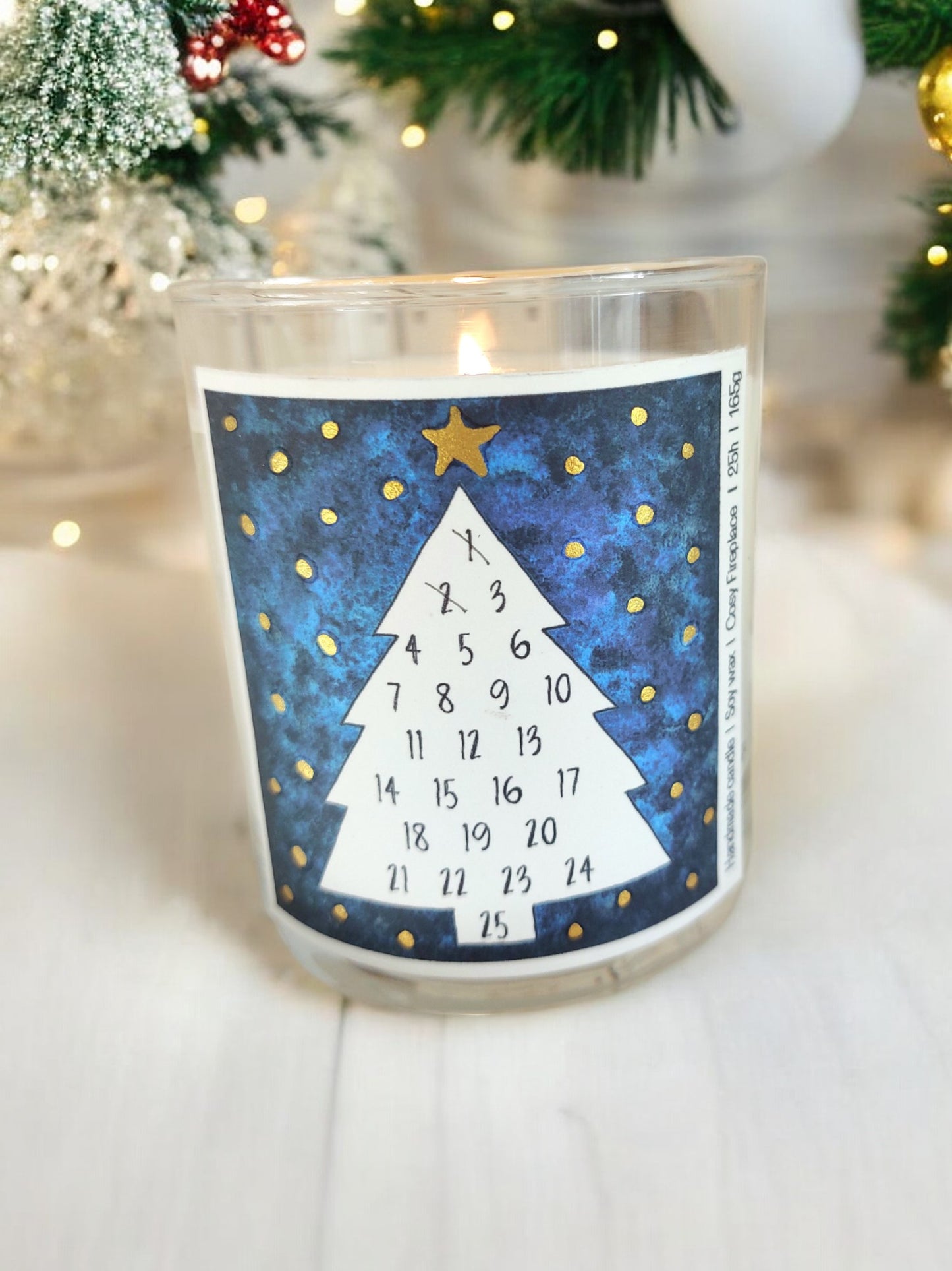 Advent Calendar Candle Jar - Blue Christmas Tree