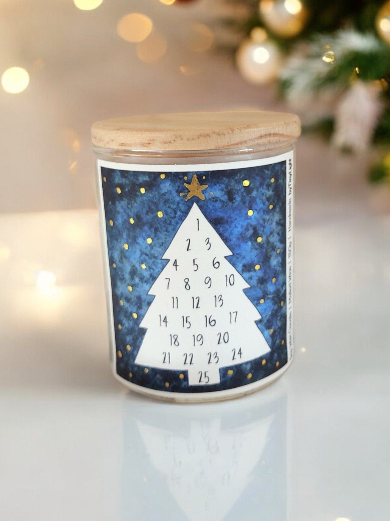 Advent Calendar Candle Jar - Blue Christmas Tree