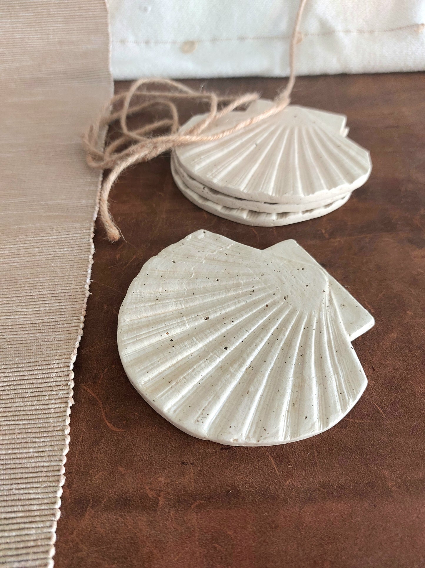 Speckled Clay Coasters, Seashell - Shaped