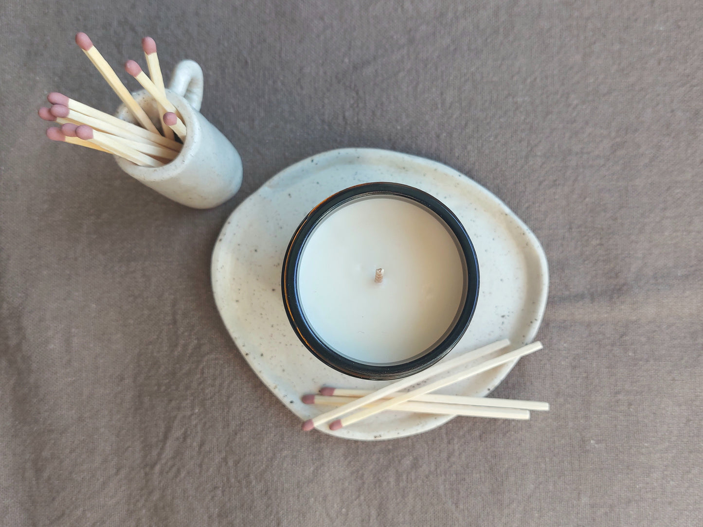 Scented Soy Wax Candle in Amber Glass Jar