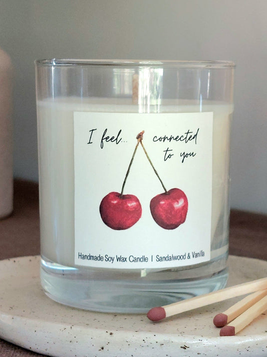 Valentines/ Anniversary Candle in Glass Jar 'Connected Cherry'