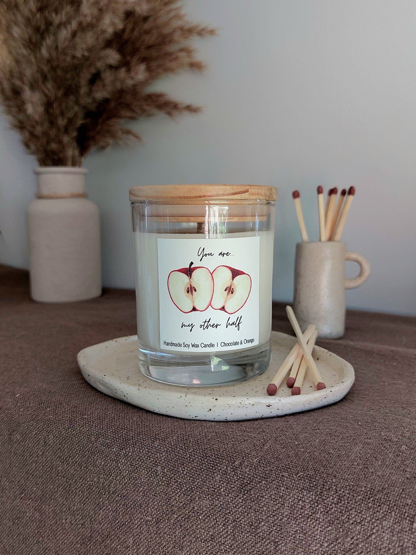 Valentines/ Anniversary Candle in Glass Jar 'Apple Halves'