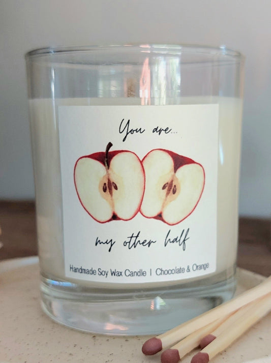 Valentines/ Anniversary Candle in Glass Jar 'Apple Halves'