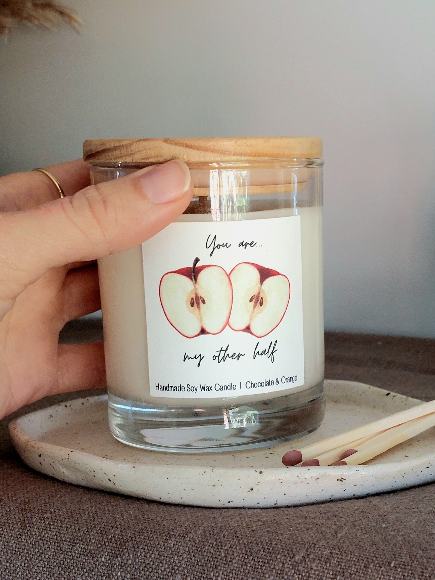 Valentines/ Anniversary Candle in Glass Jar 'Apple Halves'