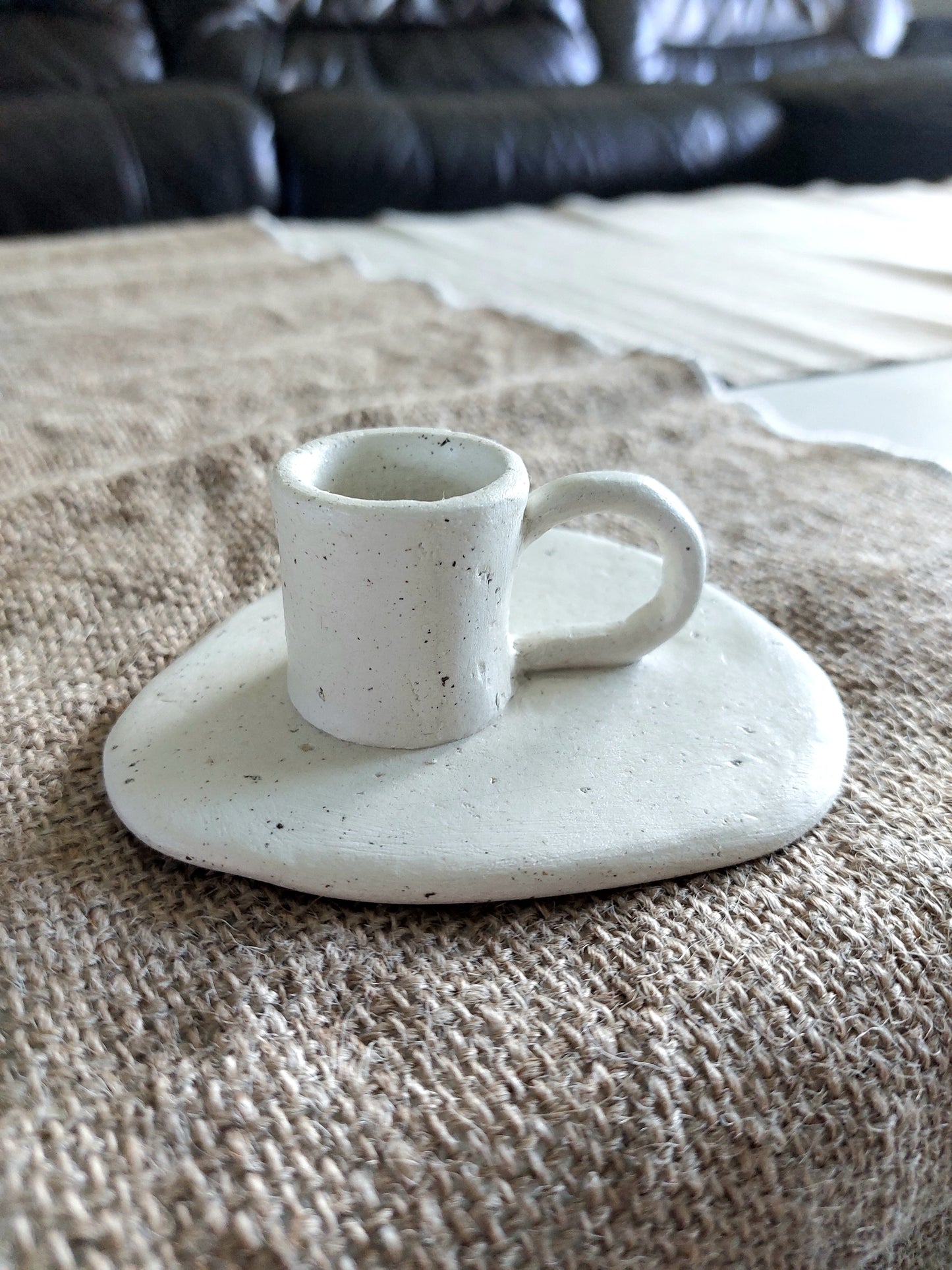 Candlestick Holder Handmade with Clay, Minimalist Boho Home Decoration