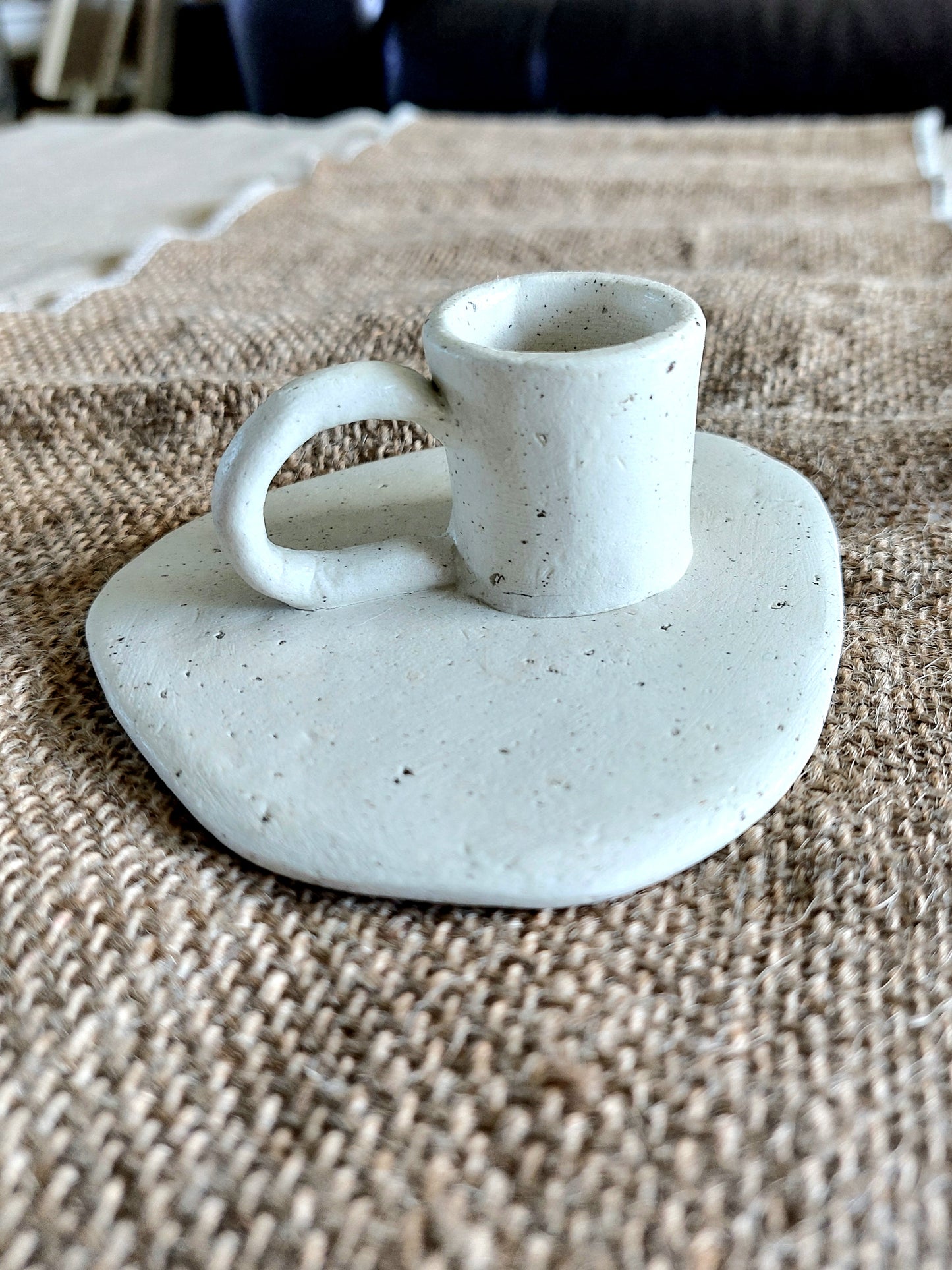 Candlestick Holder Handmade with Clay, Minimalist Boho Home Decoration