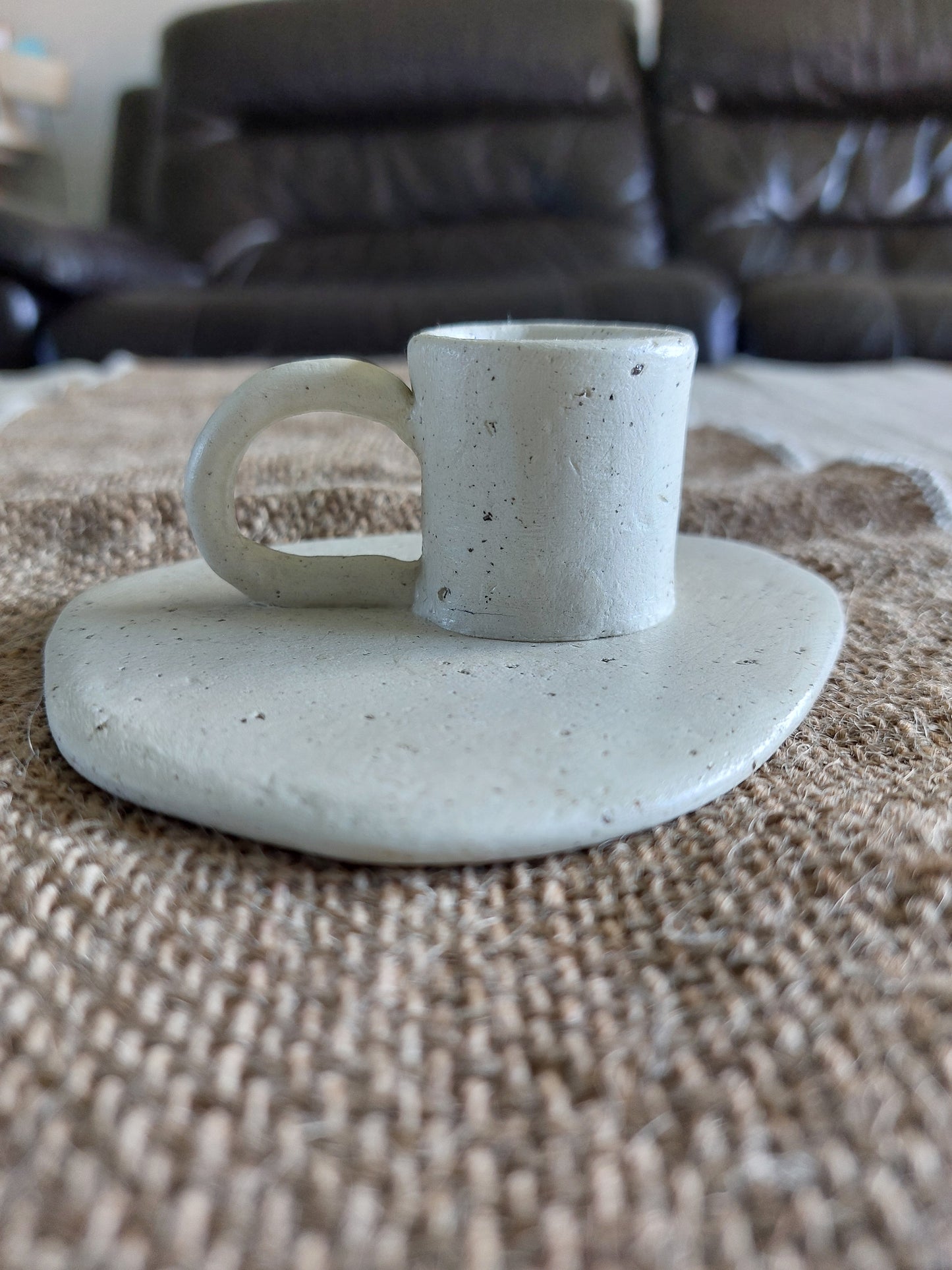 Candlestick Holder Handmade with Clay, Minimalist Boho Home Decoration