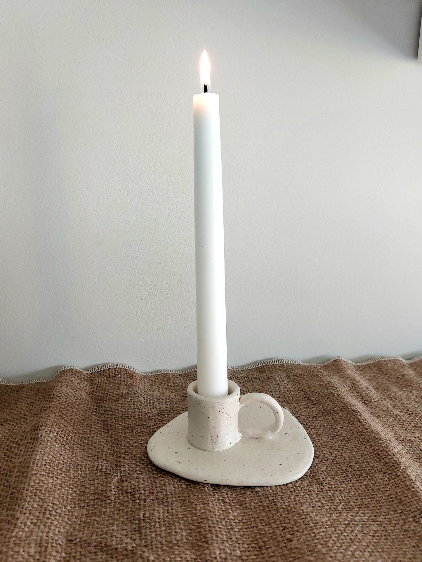 Candlestick Holder Handmade with Clay, Minimalist Boho Home Decoration