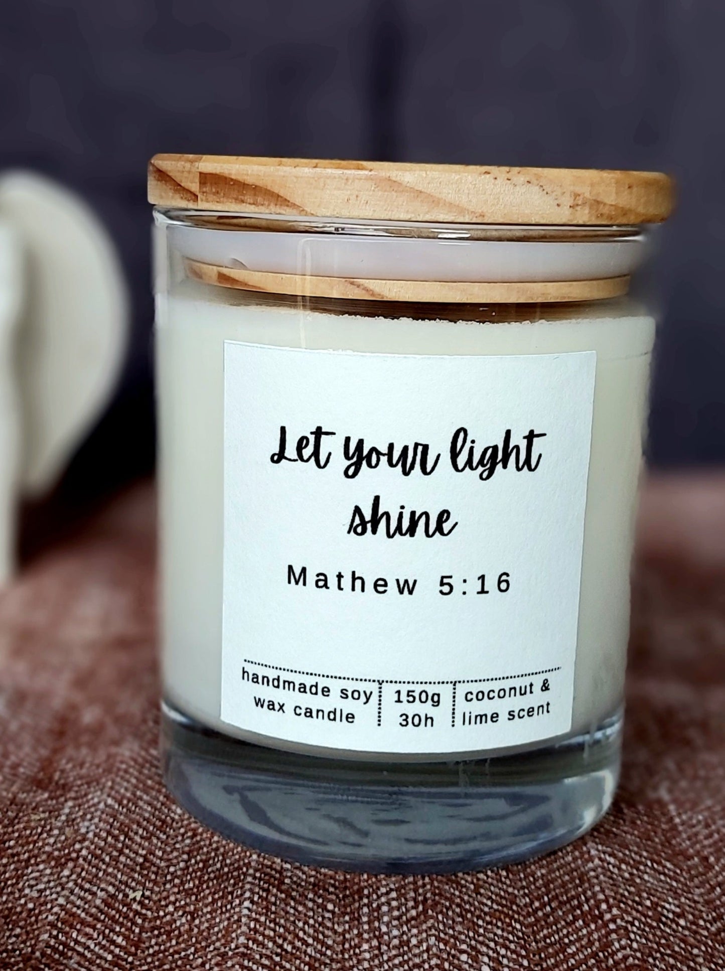 Bible Verse Candle Jar, "Let your light shine" ( Mathew 5:16)