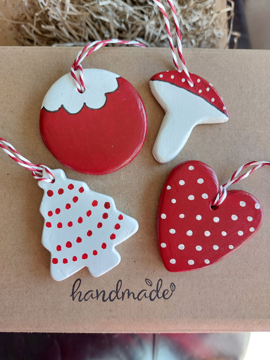 Christmas Clay Ornaments Set of 4