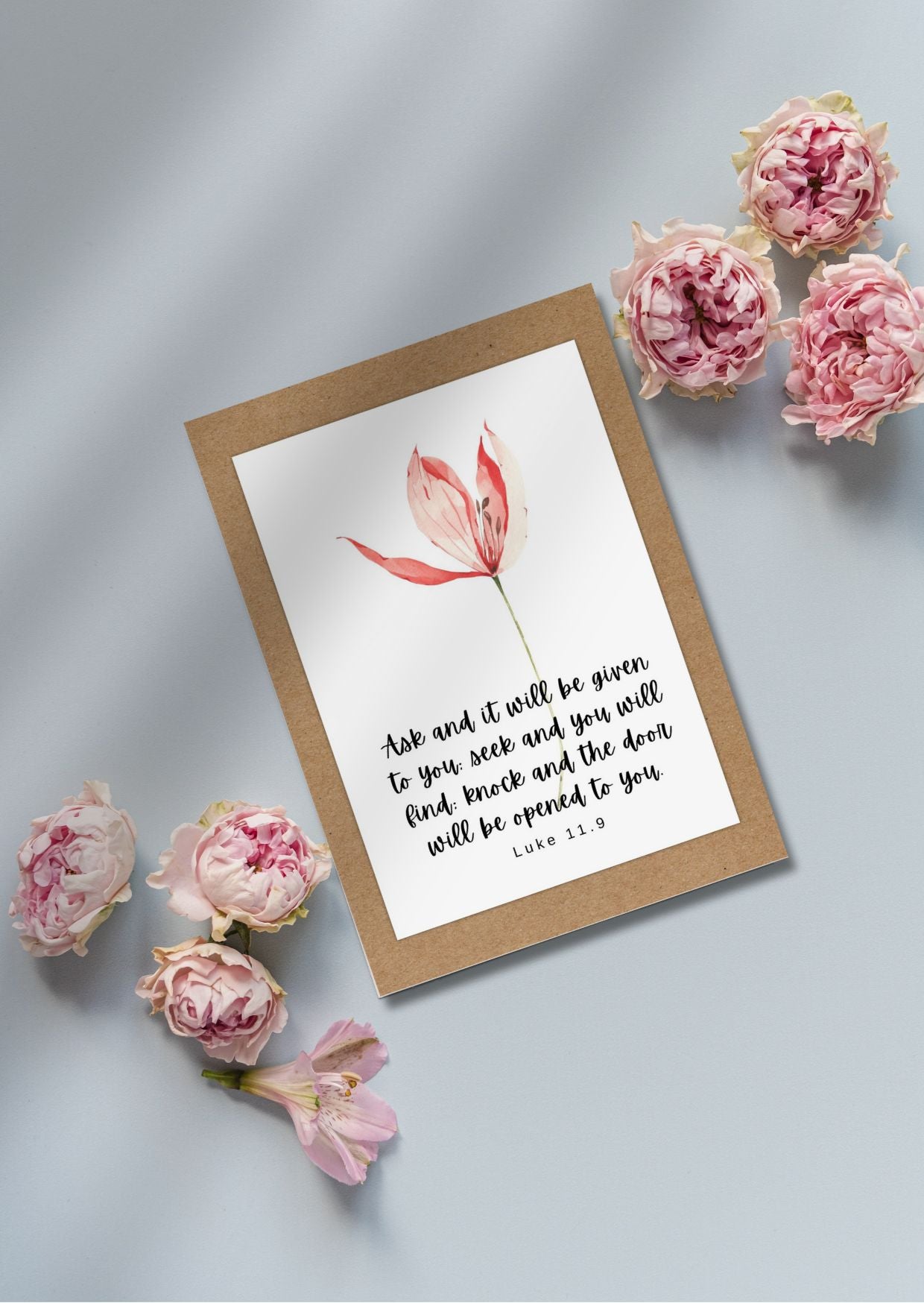 Luke 11.9  Hope and Comfort - Greeting Card with Bible Verse