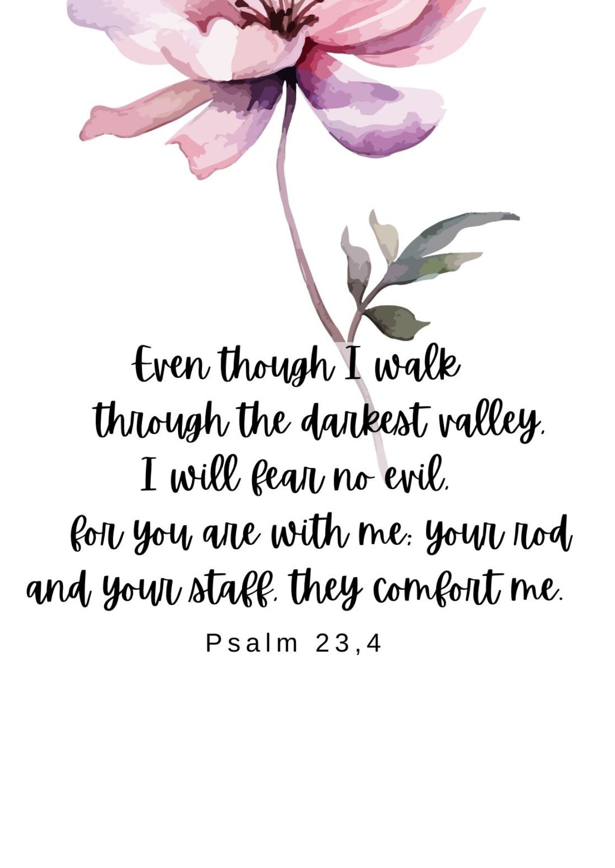 Psalm 23:4 Comfort and Strength Christian Greeting Card