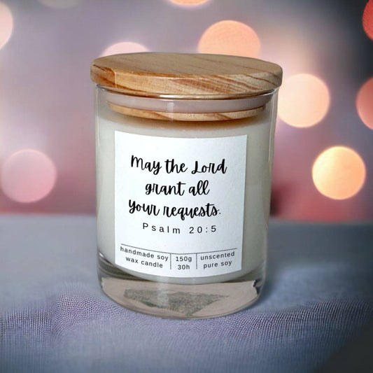 Bible Verse Candle Jar, "May the Lord grant all your requests." (Psalm 20:5)