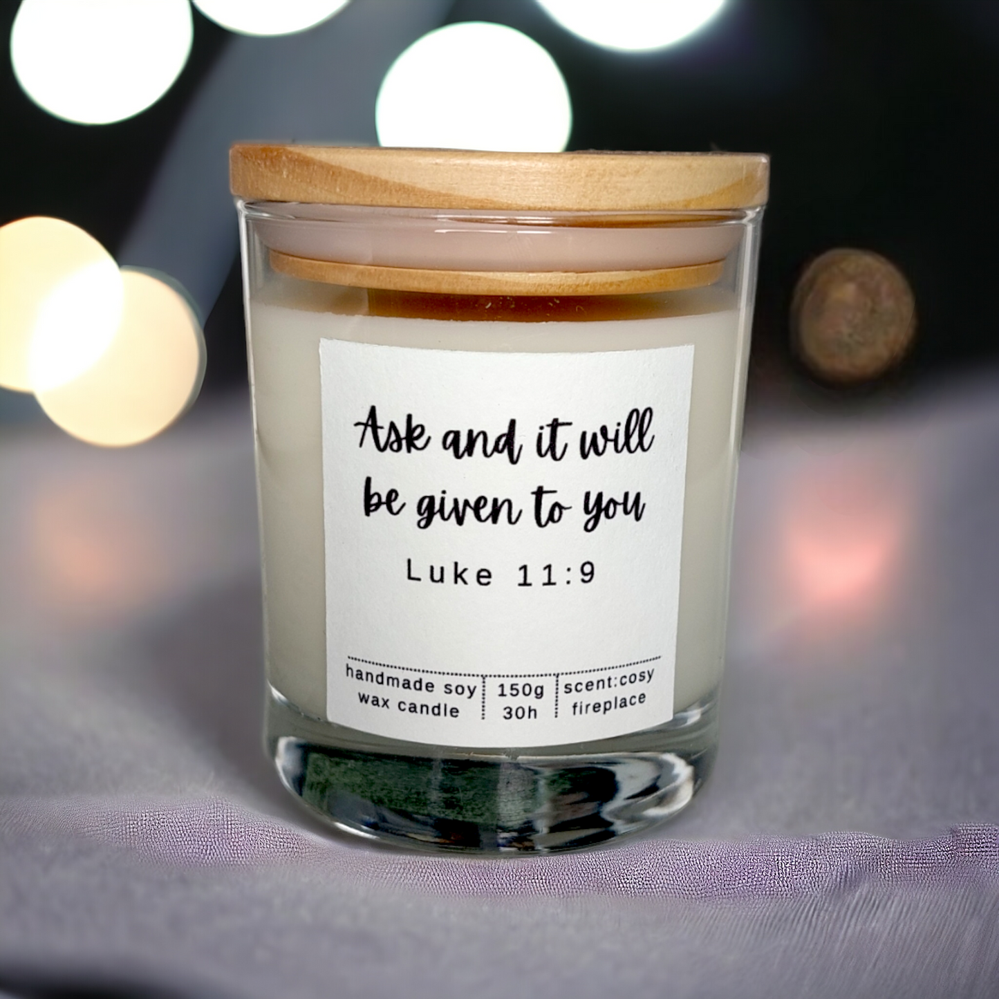 Bible Verse Candle Jar, "Ask and it will be given to you" ( Luke 11:9)